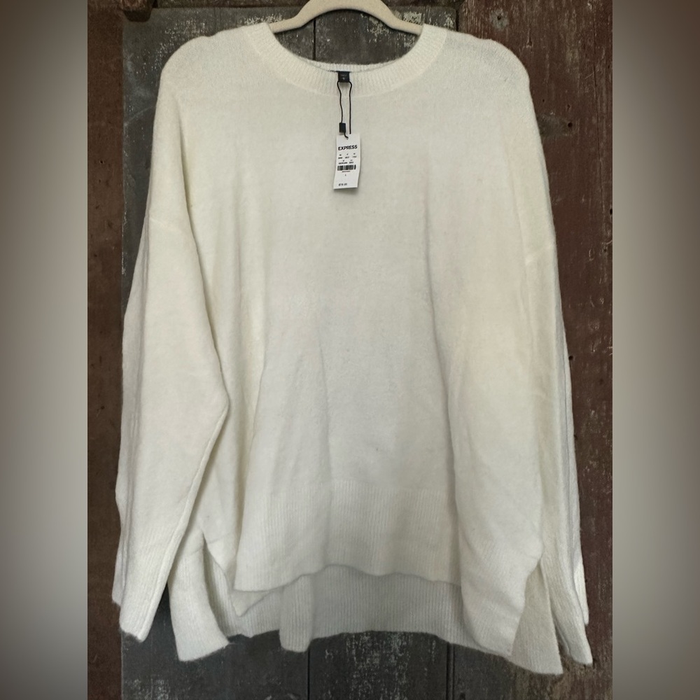 Women’s Size L Cream Express Crew Neck Sweater - Picture 1 of 5